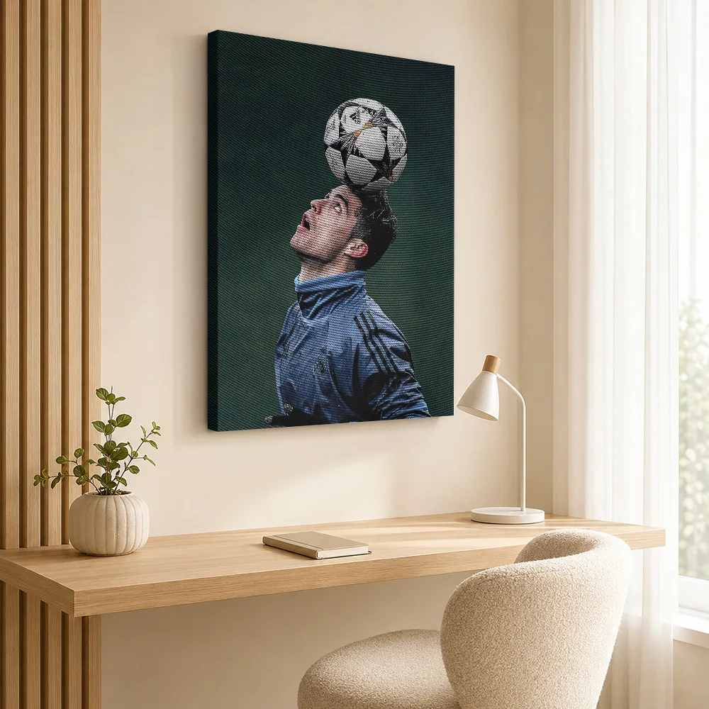 Cristiano Ronaldo Balancing Soccer Ball Canvas Poster Modern Style Wall Decor With Customized Photo For Home Gym Ideal Fan Gift