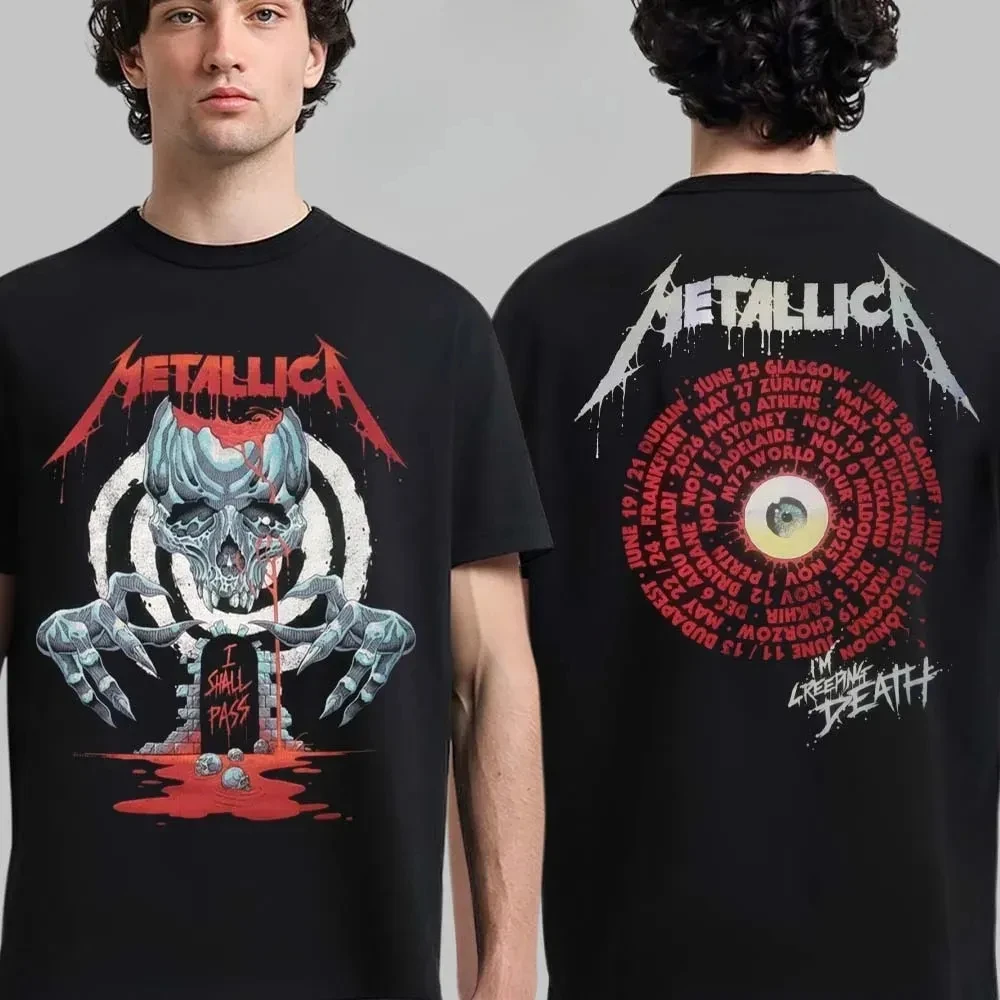 Metallica M72 World Tour 2026 Heavy Metal Band T-shirt 2026 Summer Men Women Oversized 100_Cotton T-shirt Street Wear Y2K