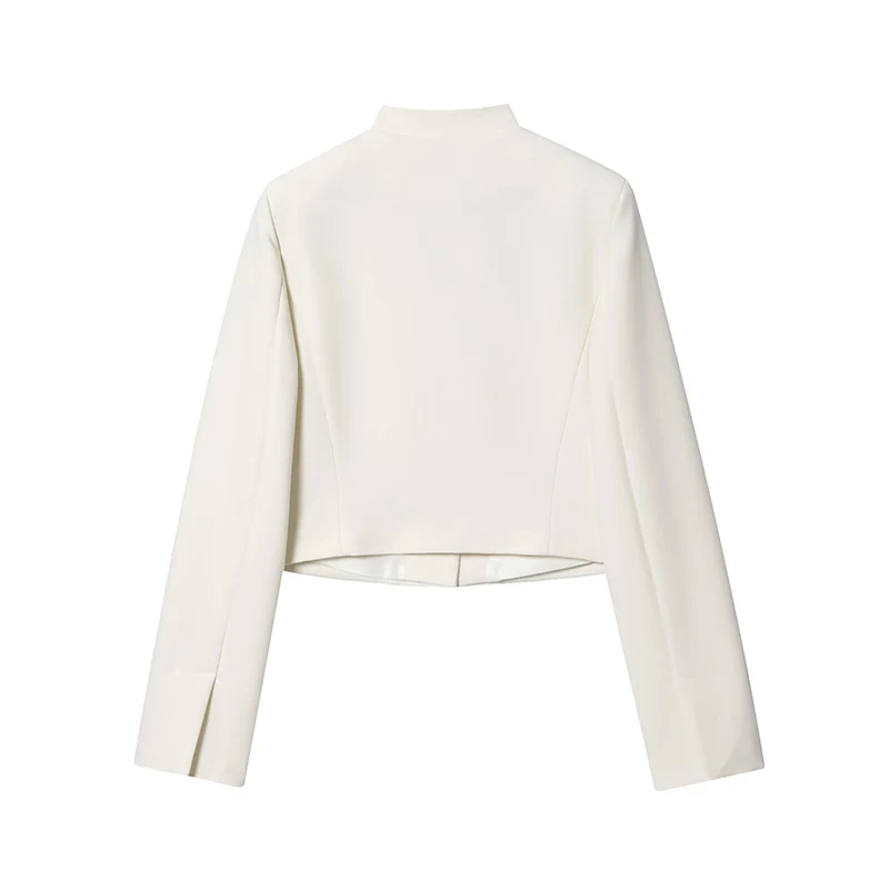 Yenkye 2025 feminino botão frontal manga longa elegante blazer colheita high street chique senhora casaco outono topos