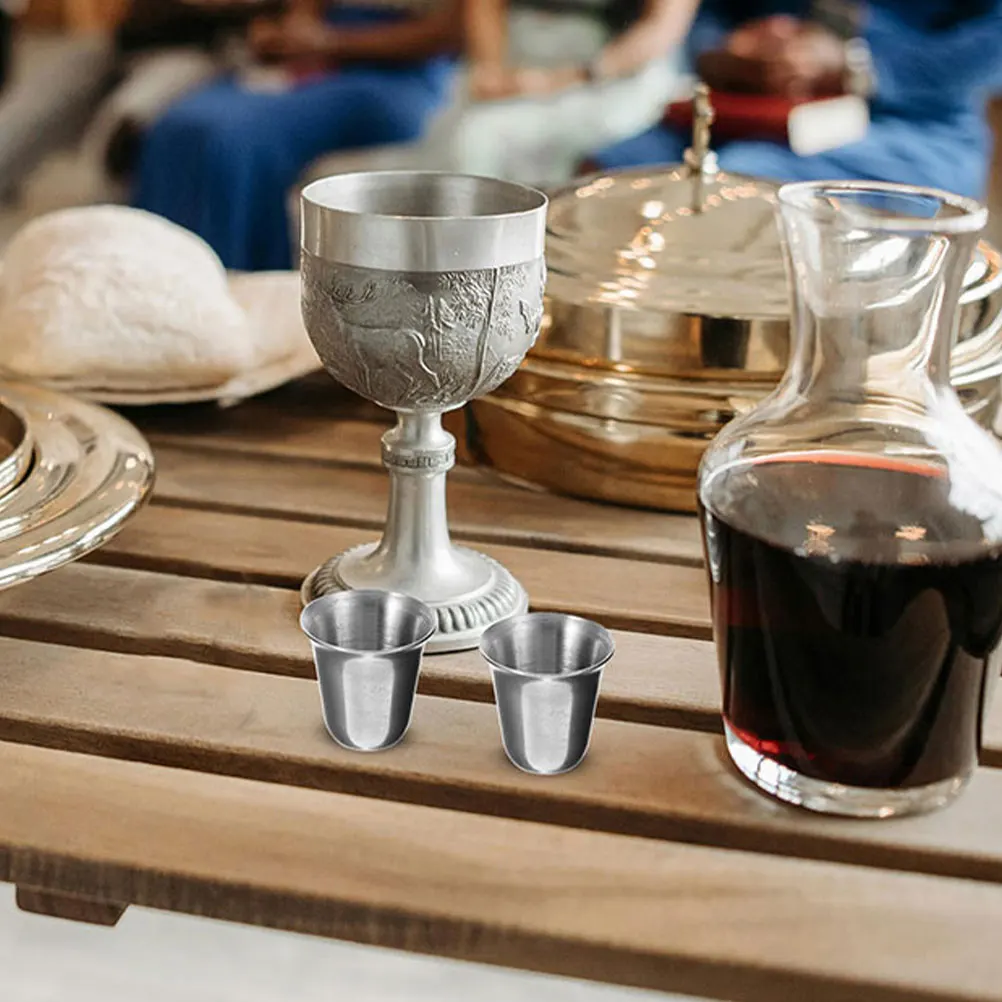 

8 Pcs Stainless Steel Communion Cup Metal Shot Cups Compact Isolation Silver Travel