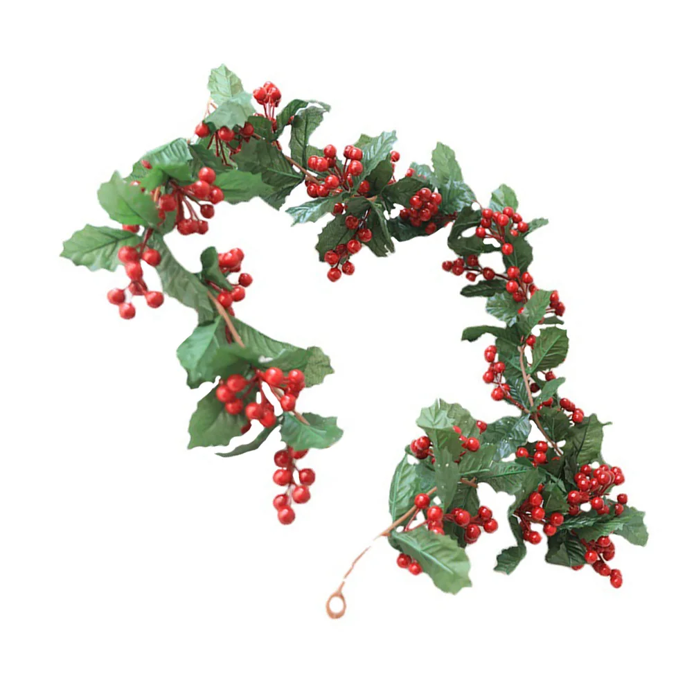 

Christmas Rattan Decoration Xmas Party Supplies Hanging Vine Red Berry PlasticFruit Home Decor Festive Pendant