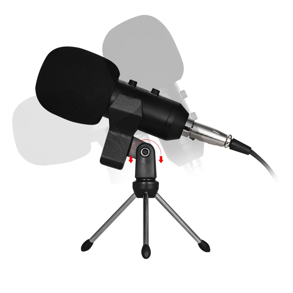 

Condenser Microphone Professional Black for Studio Recording Broadcasting Podcast Mic Cardioid Pickup with Rack Holder and Angle