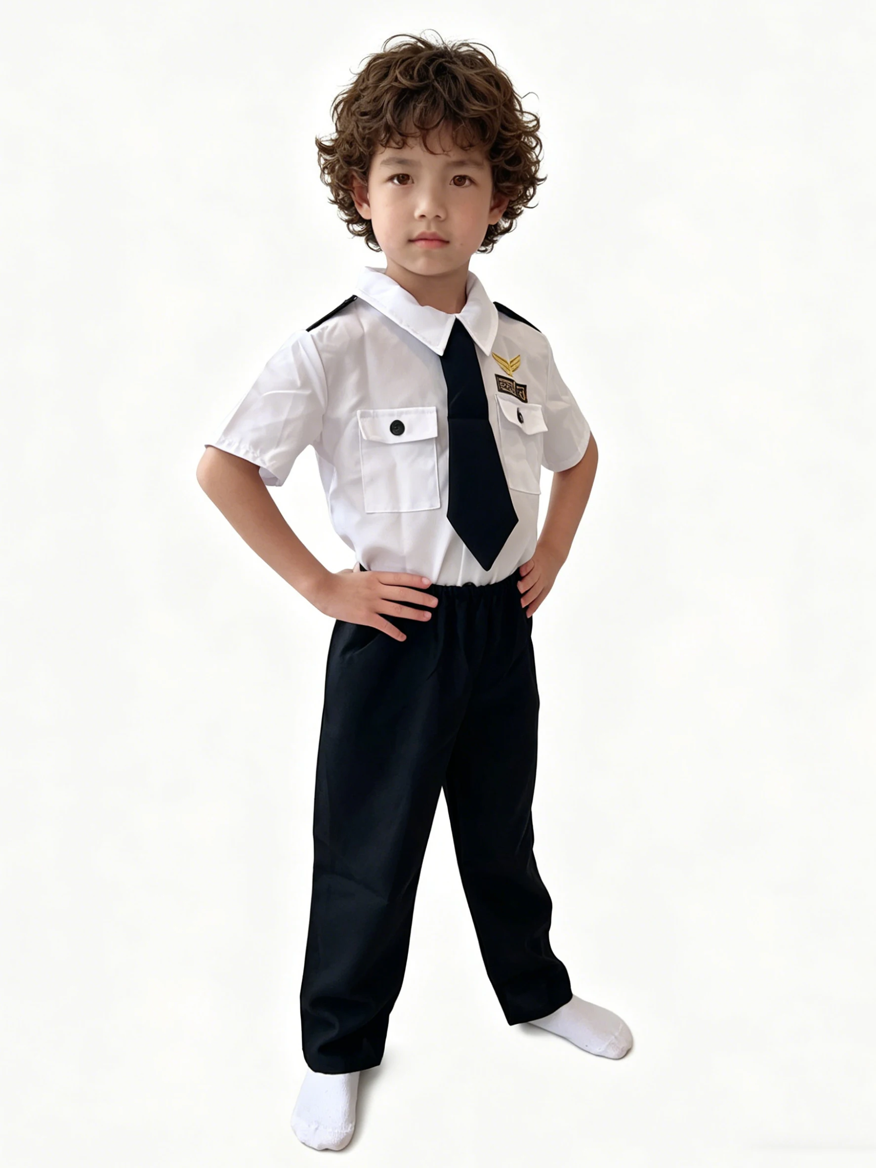 Kids Captain Pilot Costume Uniform Cosplay Dress up Clothes for Children's Day Party Kindergarten Event Set