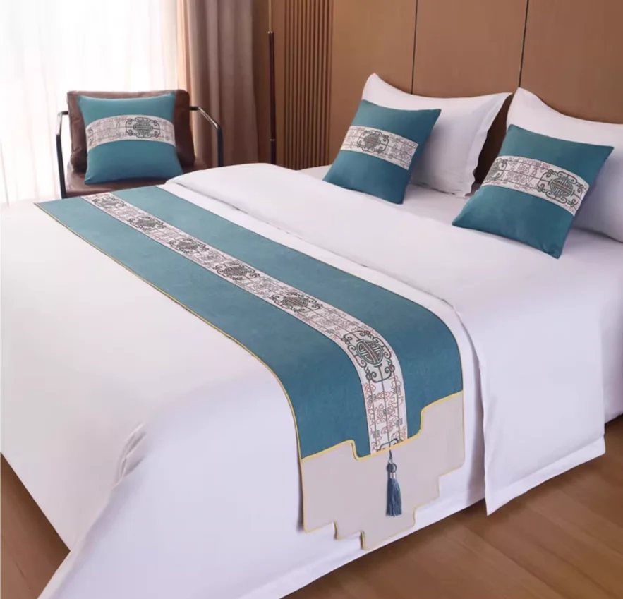 Luxury Hotel Bed Runner Minimalist Bedding Scarf Customizable for Hotels Homestays Guest Rooms Decoration