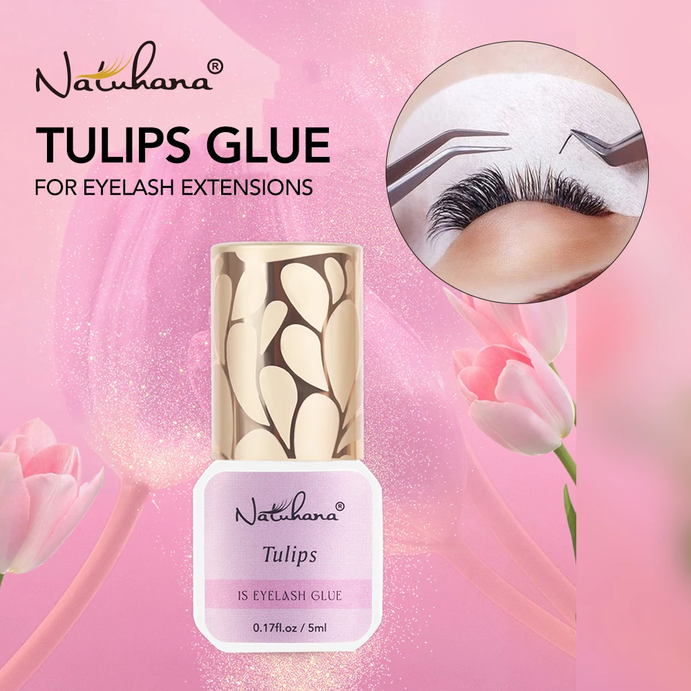 

NATUHANA FLoral Scent lashes Glue Tulip Scent adhesive for eyelash 1s Second Fast Drying Strong False Eyelash Extension Glue
