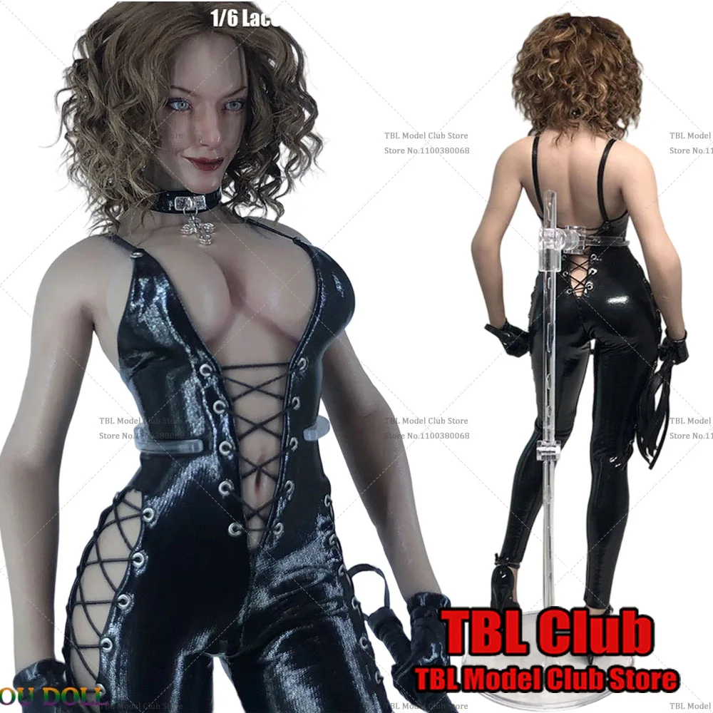 

JO21X-51 1/6 Scale Sexy Fashion Women's Tight Fitting Strapping One Piece Leather Jumpsuit for 12'' Fat Action Figure Body Model