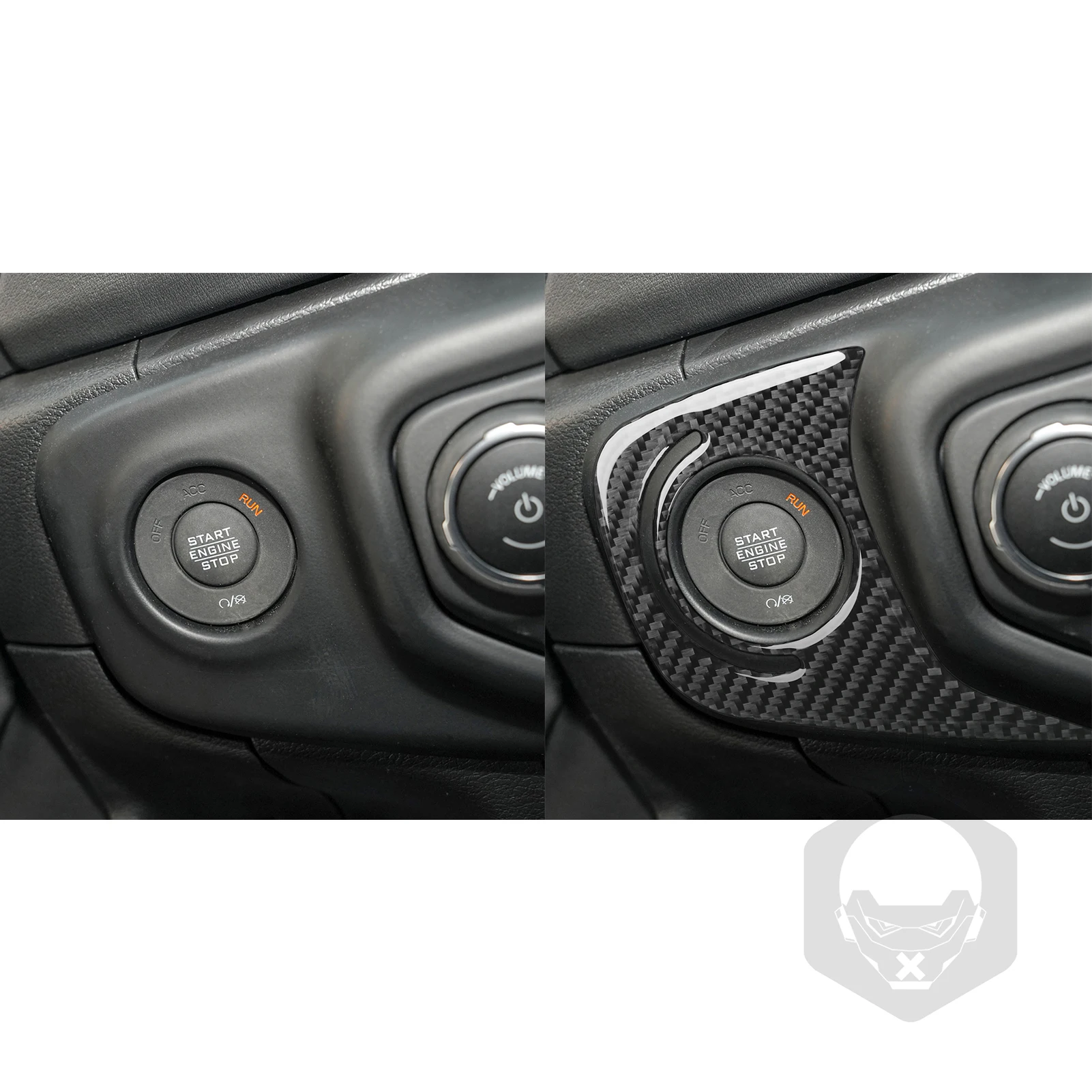 FOR Jeep Wrangler JL 2018-2023 Car Keyless Start Button Switch Panel Decoration Interior Accessories Carbon Fiber Sticker