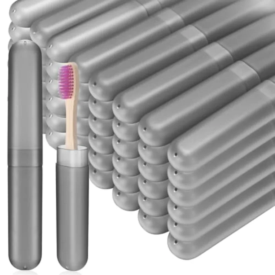 90 Pack Travel Toothbrush Case Holder - Bulk Breathable Portable Toothbrush Storage Plastic Container for Home, Outdoor, Travel
