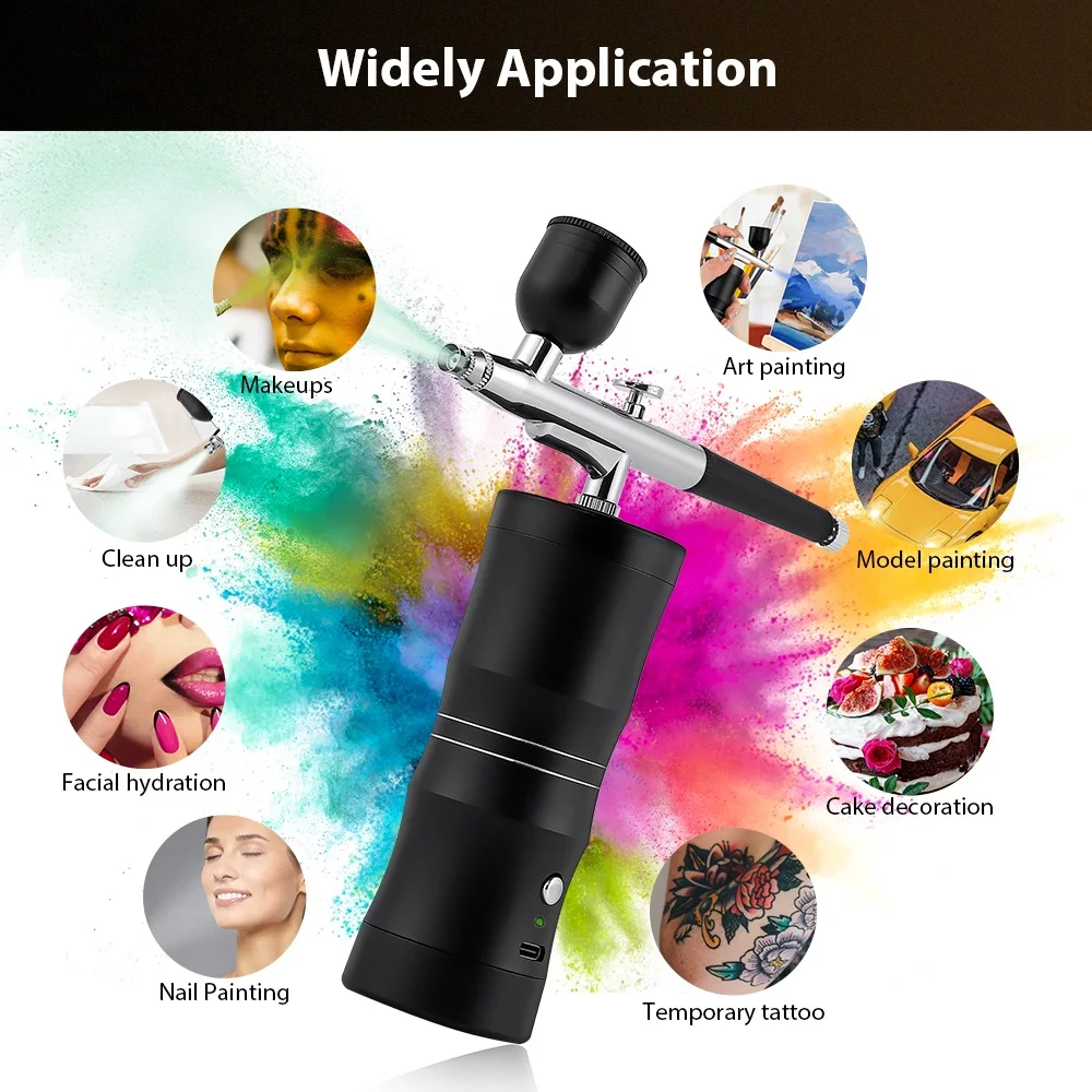 3 Gear Portable Airbrush Nail Art Paint Spray with Compressor Nails T-shirt Shoe Car Cake Painting Coloring Wireless Airbrush