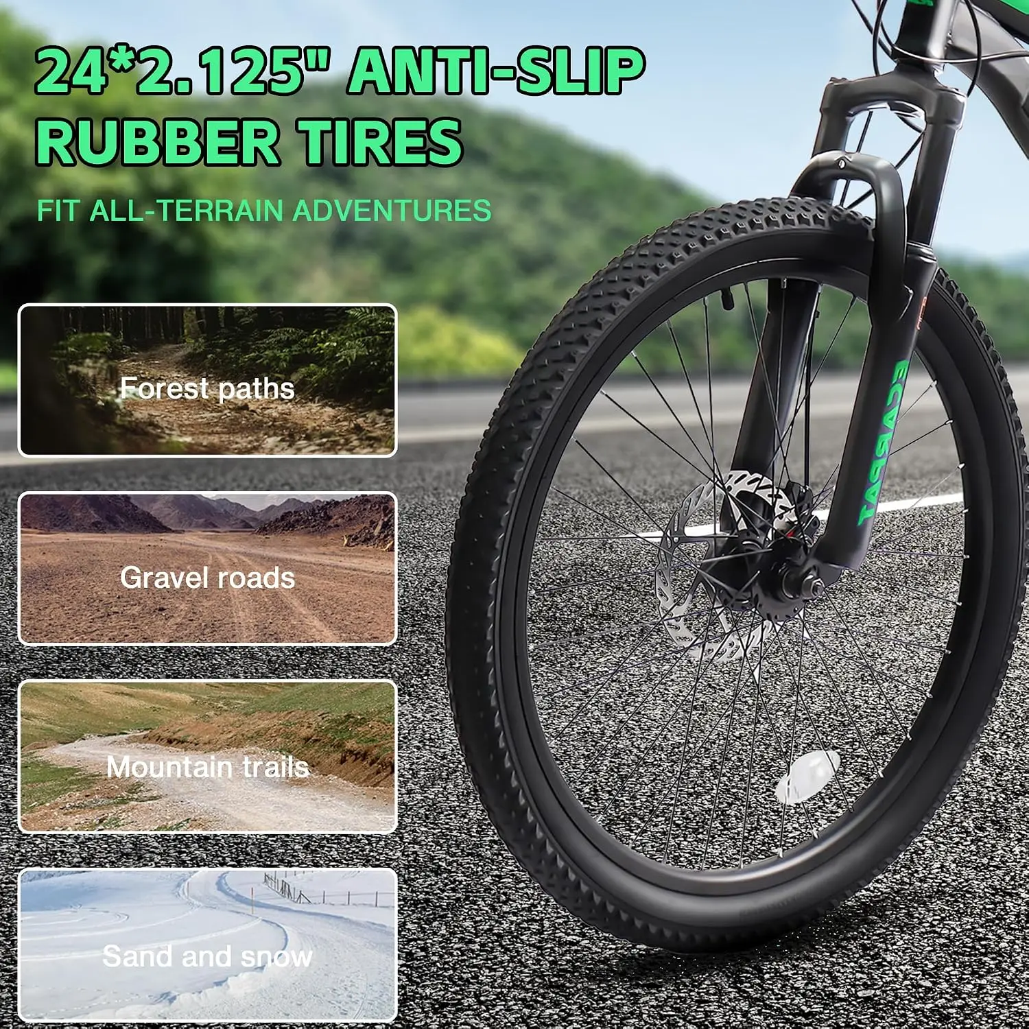 24/26 Inch Wheel Mountain Bike, 21 Speed MTB Bike with Full Suspension, Steel Frame and Dual Disc Brakes, Adult Mens Outdoor
