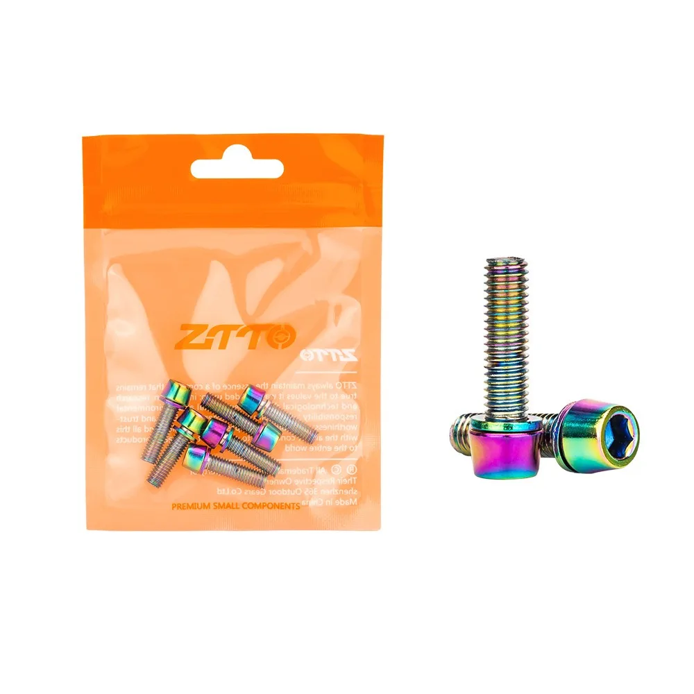 M5*18mm Bicycle Handlebar Screws Colorful Stainless Steel MTB Road Bike Stem Riser Screw In Bolts 6PCS