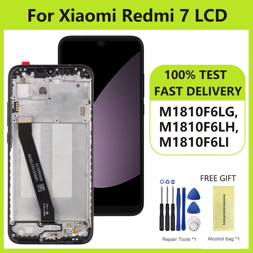 Pantalla táctil Lcd de 6,26 pulgadas para Xiaomi Redmi 7, montaje de digitalizador con marco para Redmi 7, M1810F6LG