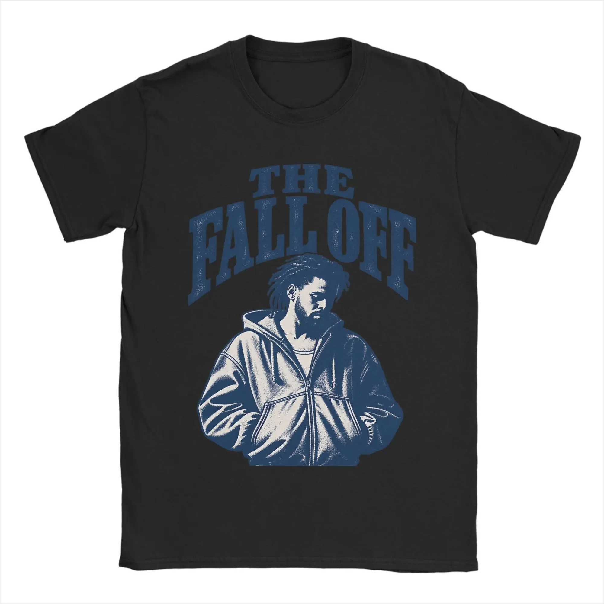 Men T-Shirt Fall Off J Cole Blue Portrait Vintage Pure Cotton Tee Shirt Short Sleeve  T Shirts O Neck Clothes Summer
