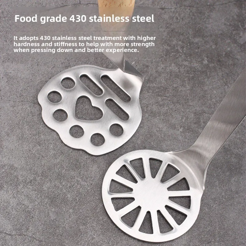 مكبس هريس الدب الصغير، أداة ضغط هريس من الفولاذ المقاوم للصدأ بدرجة الطعام، جهاز ضغط هريس البطاطس #2