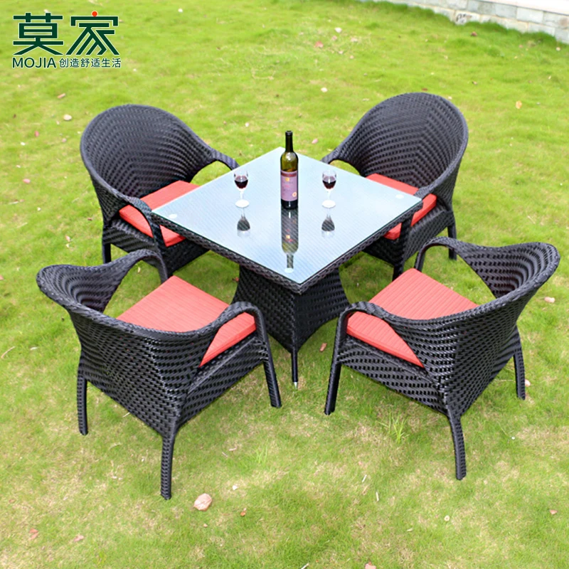 Modern Minimalist Furniture Courtyard Leisure Tea Table Rattan Chair Balcony Table and Chair Five-Piece Set