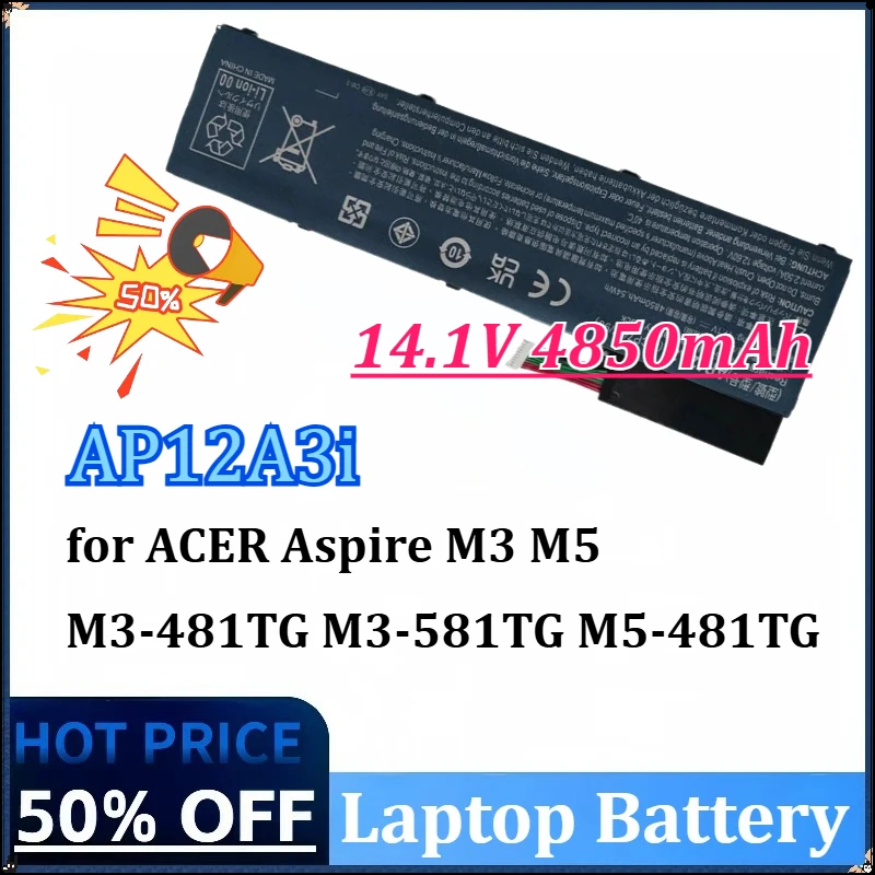

Новый аккумулятор для ноутбука высокой емкости 14,1 В, 4850 мАч AP12A3i для ACER Aspire M3 M5 M3-481TG M3-581TG M5-481TG