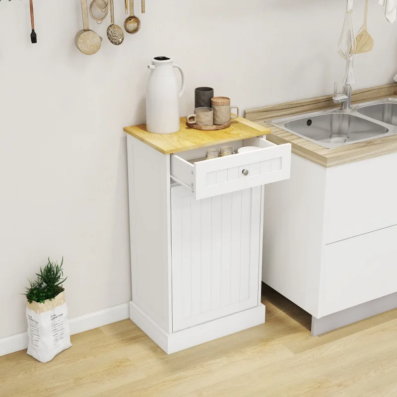 FENGSHUO Superior Quality Simplicity White Versatile One Drawers One-compartment Tilt-out Trash Cabinet Kitchen Trash Cabinet