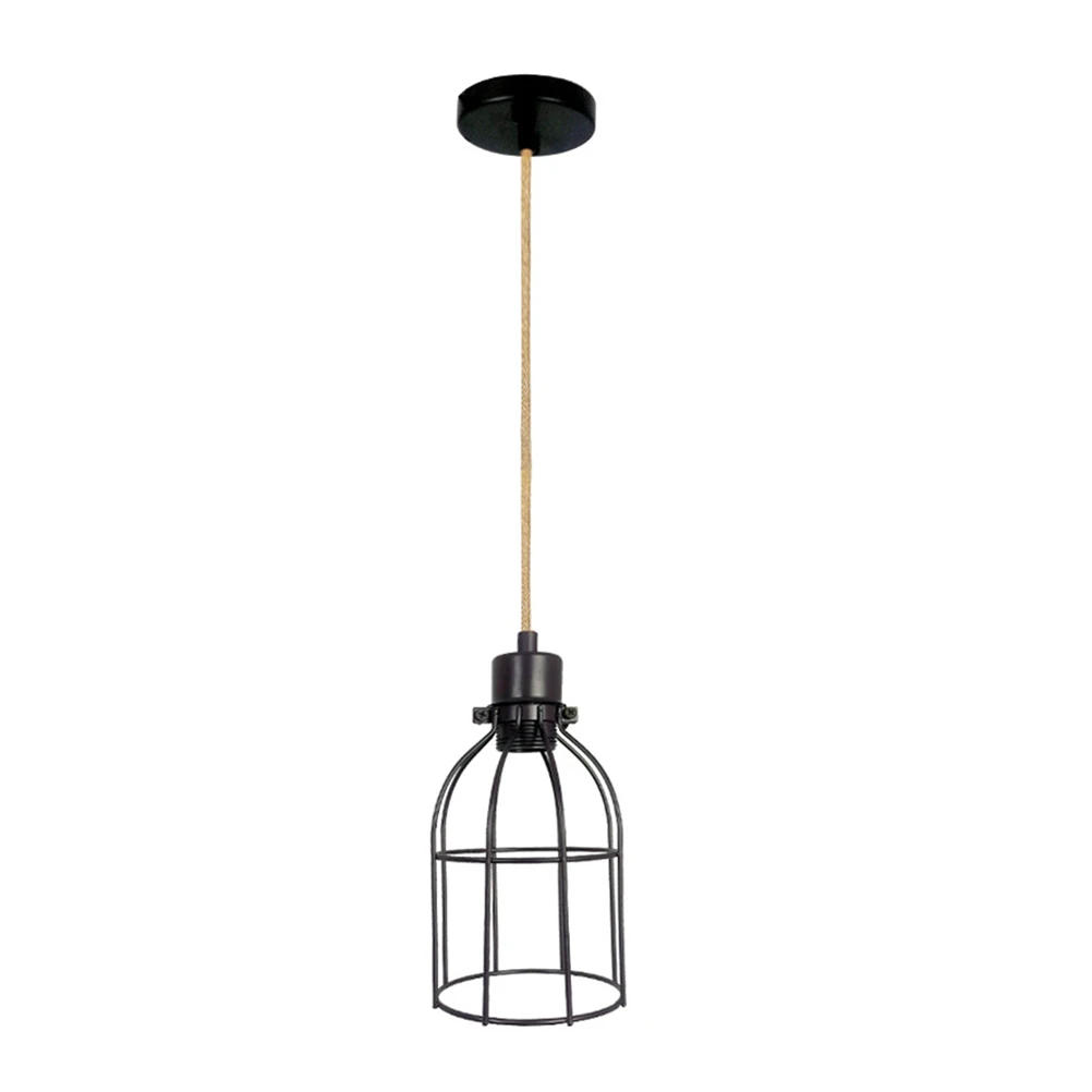 

Industrial Style Birdcage Pendant Light Black Iron Hemp Rope Bedroom Living Room Ch Ceiling Lamp Durable Easy Install