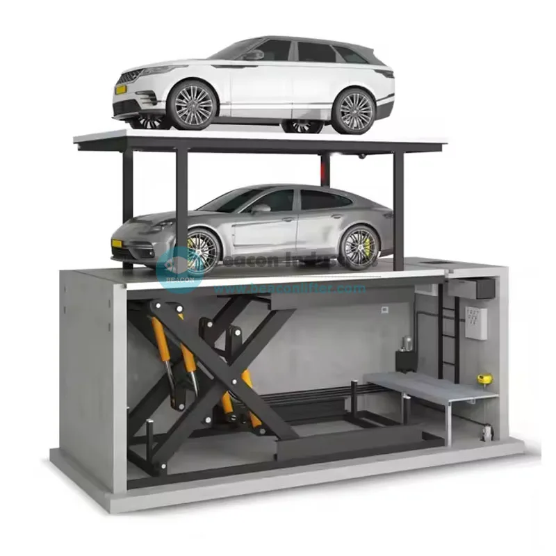Customizable 5000kg Double Deck Hydraulic Scissor Car Parking Lift for Home Underground Garage Two Level Car Storage Platform