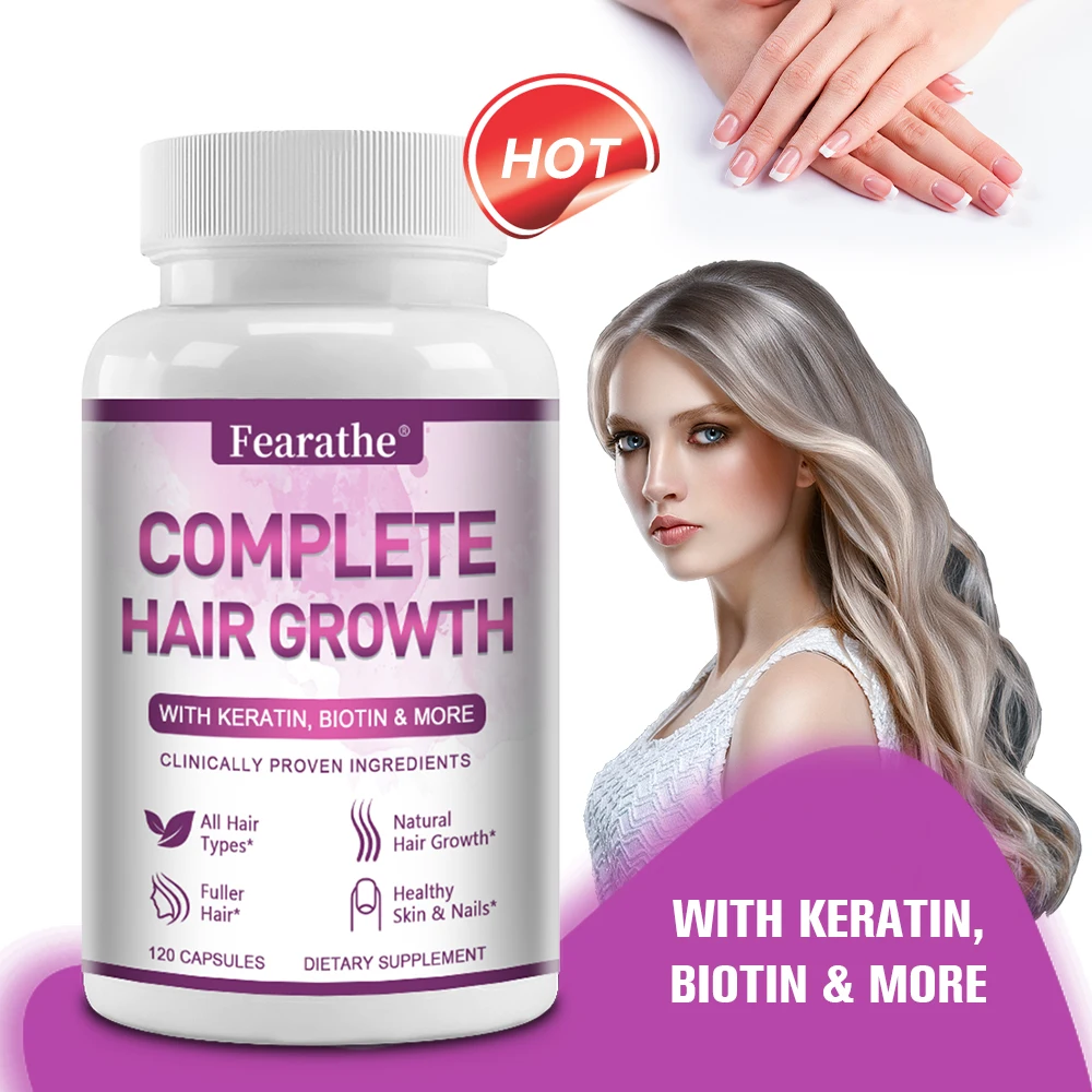 

Hair Growth Vitamins Capsules - Collagen, Naturally Regrow Stronger & Healthier Hair, Skin and Nails, For Men & Women, 60 Counts