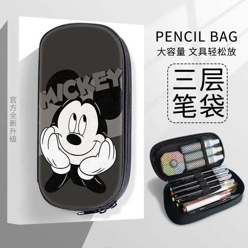 Disney Cartoon Mickey Mouse Minnie Multifunctional Creative Stationery Box Student Large Capacity Storage Pen Box Holiday Gift