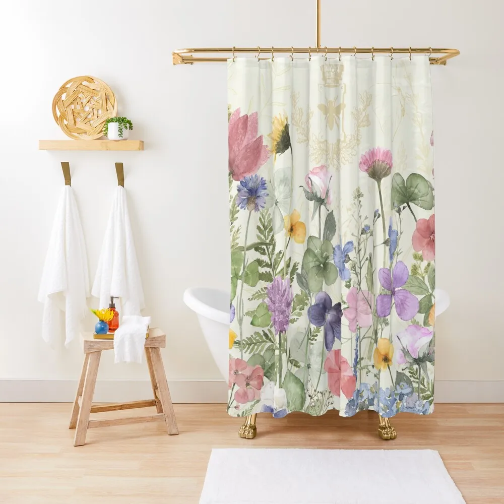 

Summer Honey Wild Garden Flowers Nature Floral art Shower Curtain Waterproof Shower Waterproof Fabric Shower Curtain