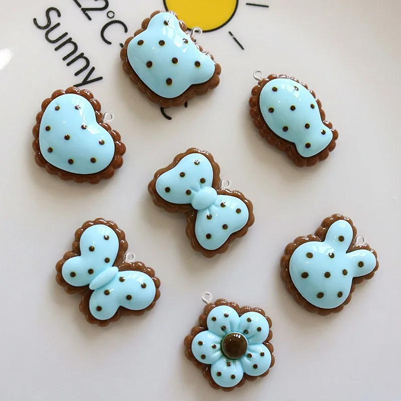 10Pcs Cartoon Rabbit Heart Bowknot Flower Resin Pendants DIY Jewelry Making Supplies Keychain Earrings Necklace Art Accessories