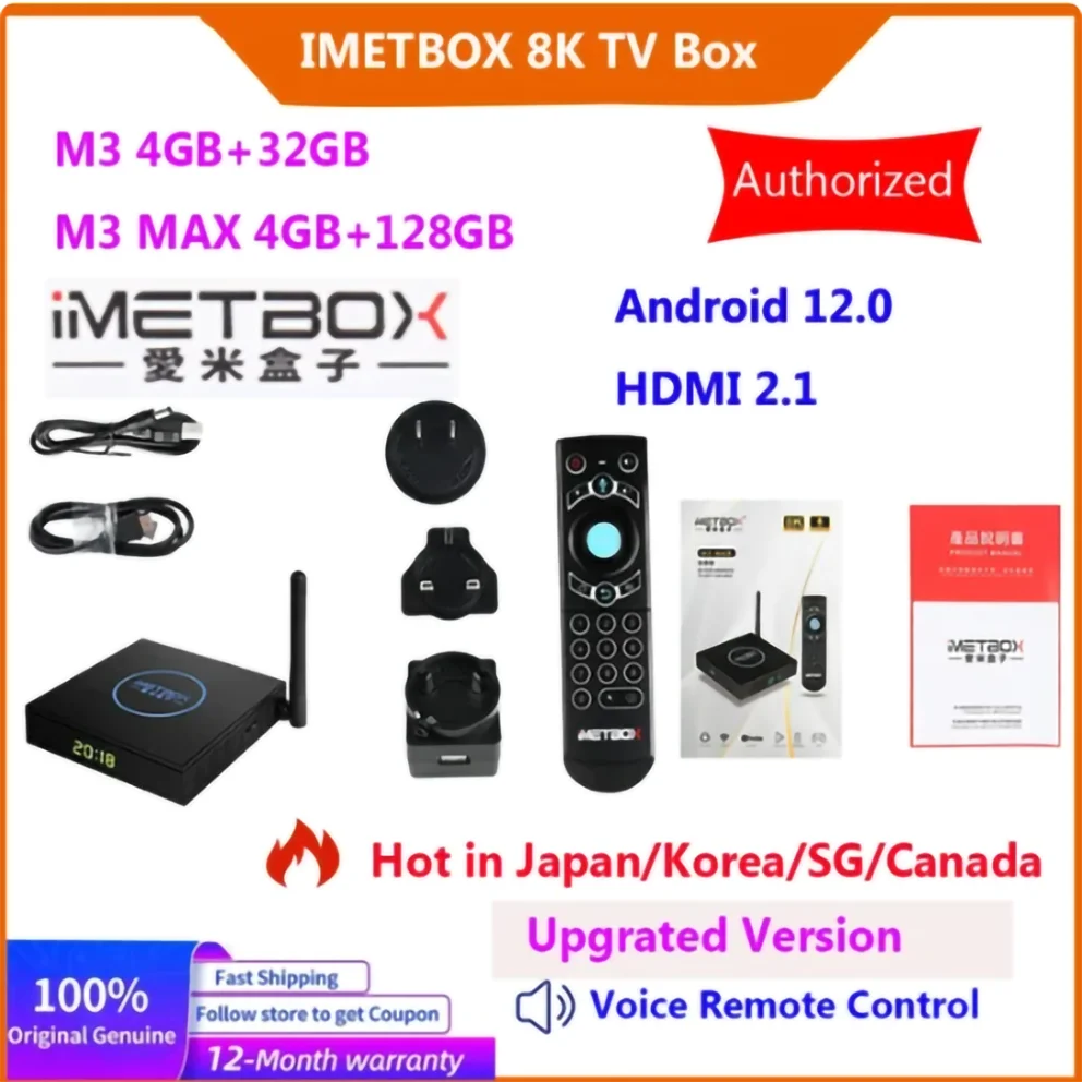 

2024 New IMETBOX M3 Android smart TV Box with Voice Control, 128G, Hot in Canada USA SG overseas Chinese Pk evpad Svicloud