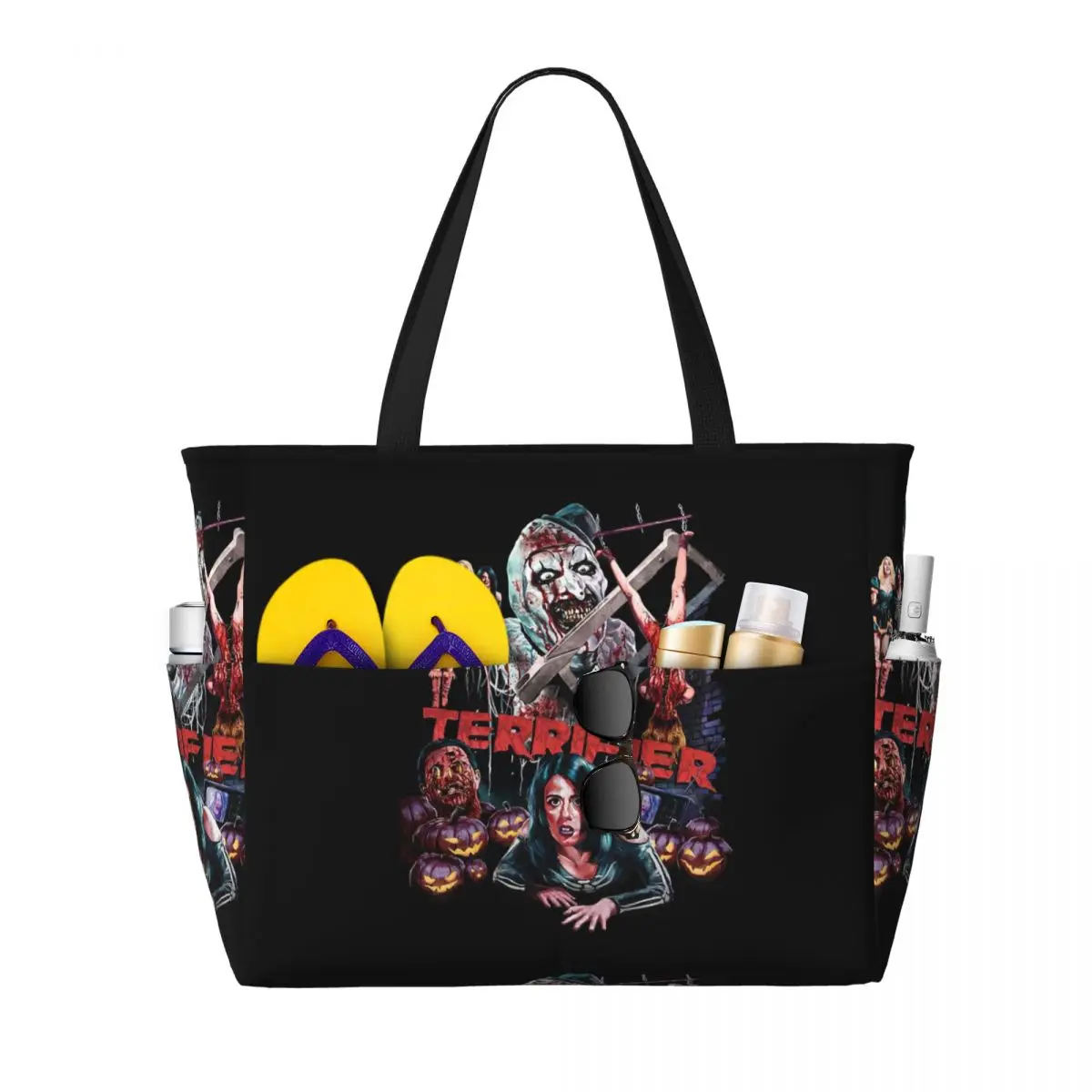 

Retro Terrifier Beach Tote Bag Sport Gym Yoga Duffle Large Tote Bag Women Travel Bag Fitness bag