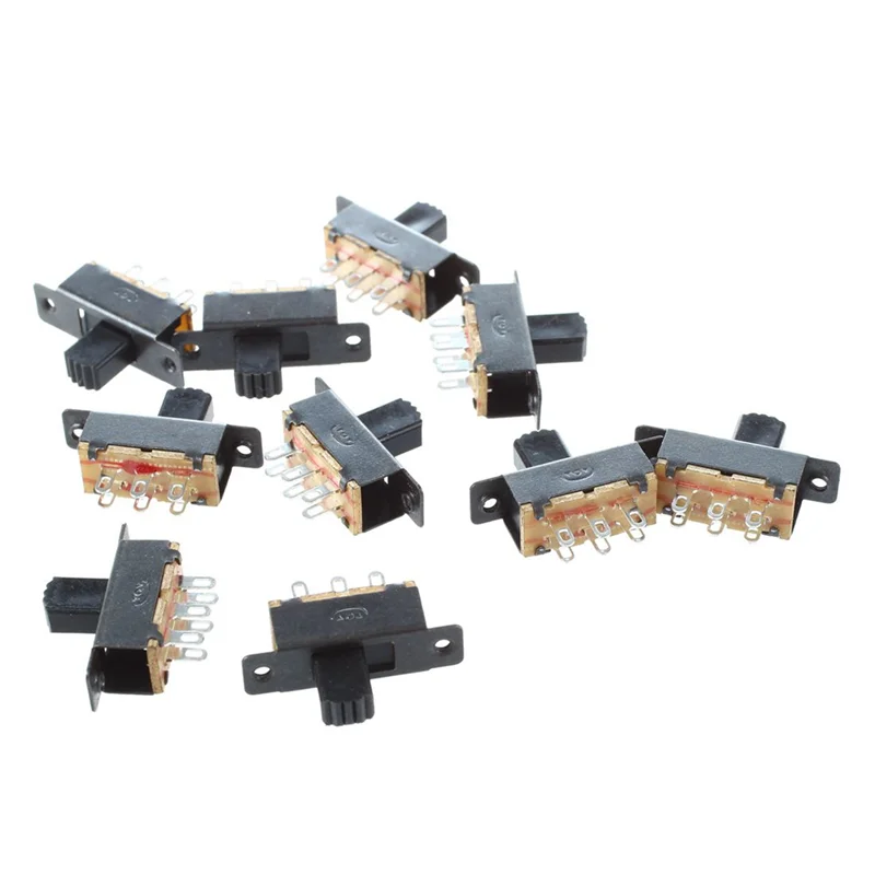 A63K-30 Pcs SS22F25-G7 2 Position DPDT 2P2T Panel Mount Mini Slide Switch Solder Lug view 3