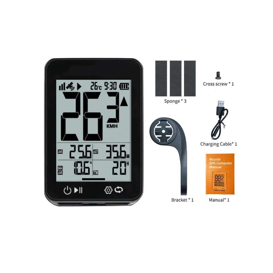 GPS Bike Computer Wireless Bicycle Computer 2.4 LCD Screen Cycling Speedometer Odometer with Auto Backlight and Bracket, image 7