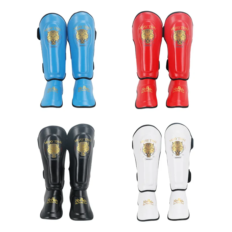 High-Quality PU Boxing Shin Guards Sanda Leg Guards Children\'S Wrestling Muay Thai Footwear Protective Gear Protective Insteps