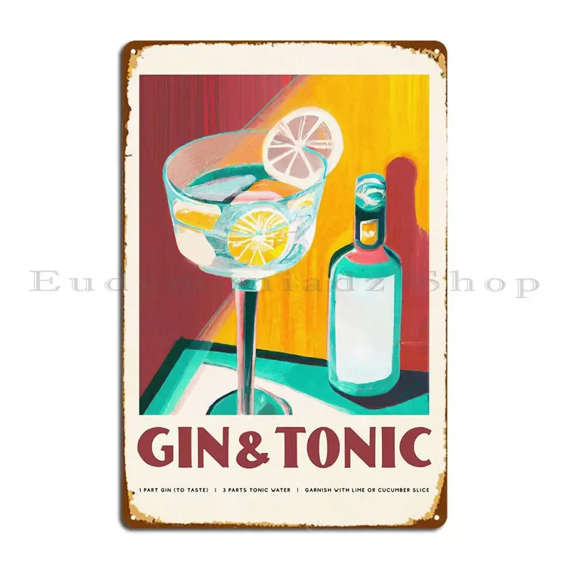 Gin Tonic Movie Theater Metal Plaque Designer Cinema Funny Cinema Kitchen Tin Sign Poster