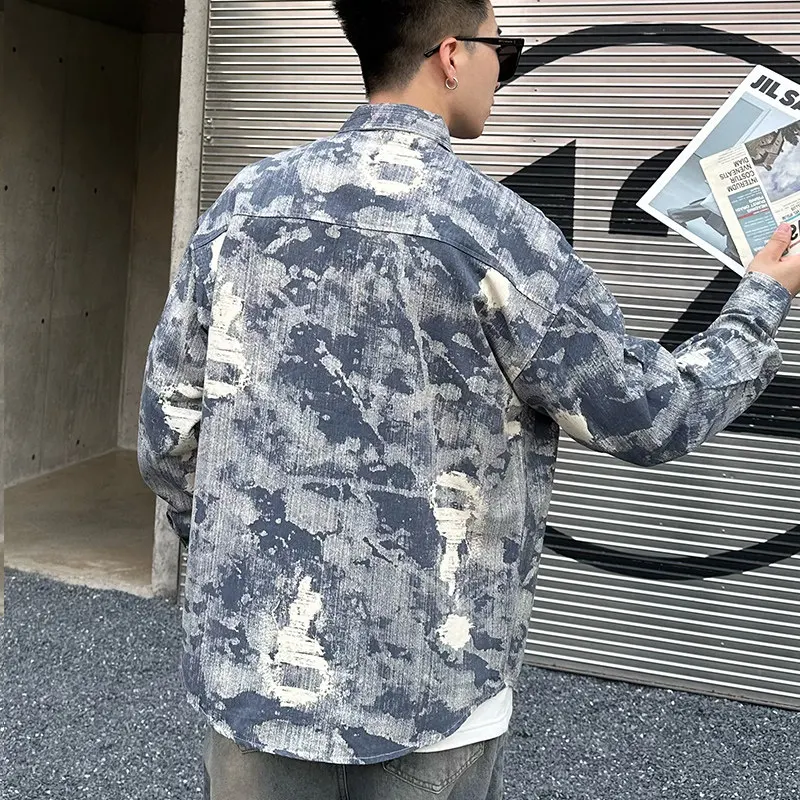 

Спецодежда American Sle Jaet из чистого хлопка Long Sve irt Waed, весенне-осенняя модная молодежная универсальная мужская верхняя одежда