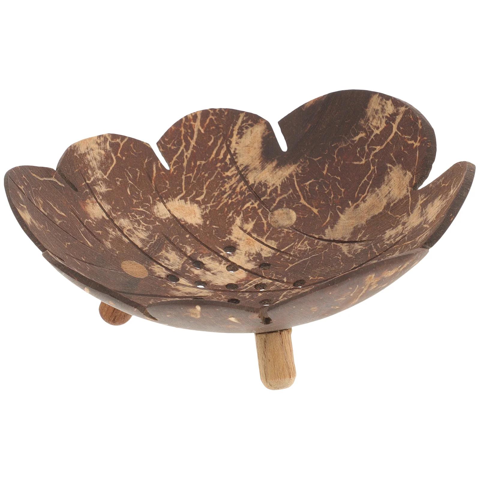 

Drain Soap Dish Storage Rack Coconut Shell Holder Container Indoor Leaf-shaped Tray