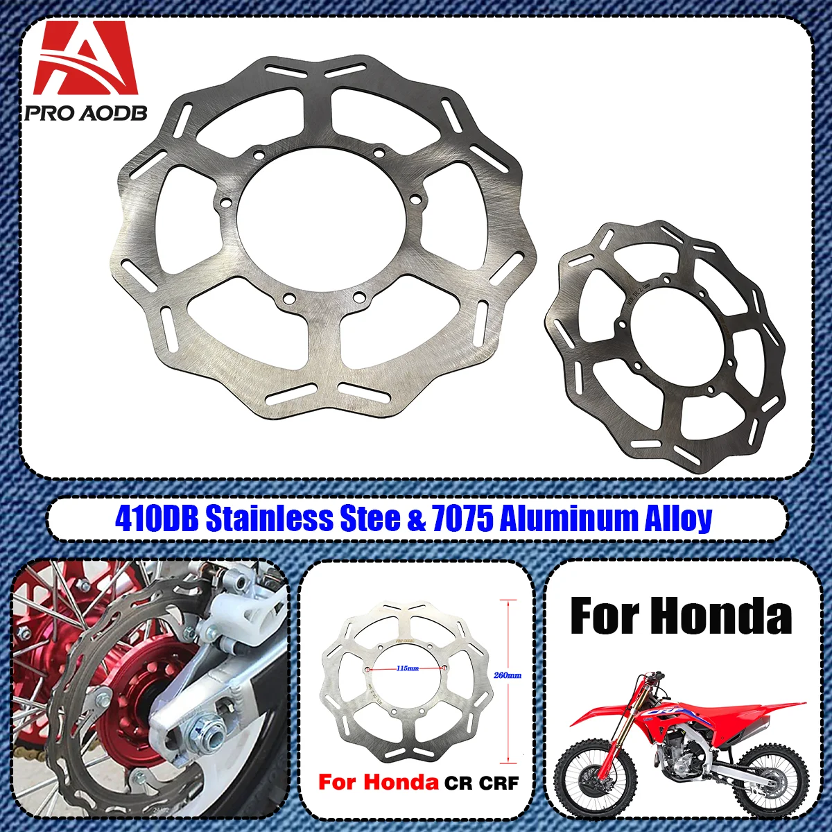 

Rotor Disk Front Floating Brake 260MM Disc Brake Caliper Bracket For Honda CR125E125R 250E 250R 250X 450X 450R 250RX 450RX