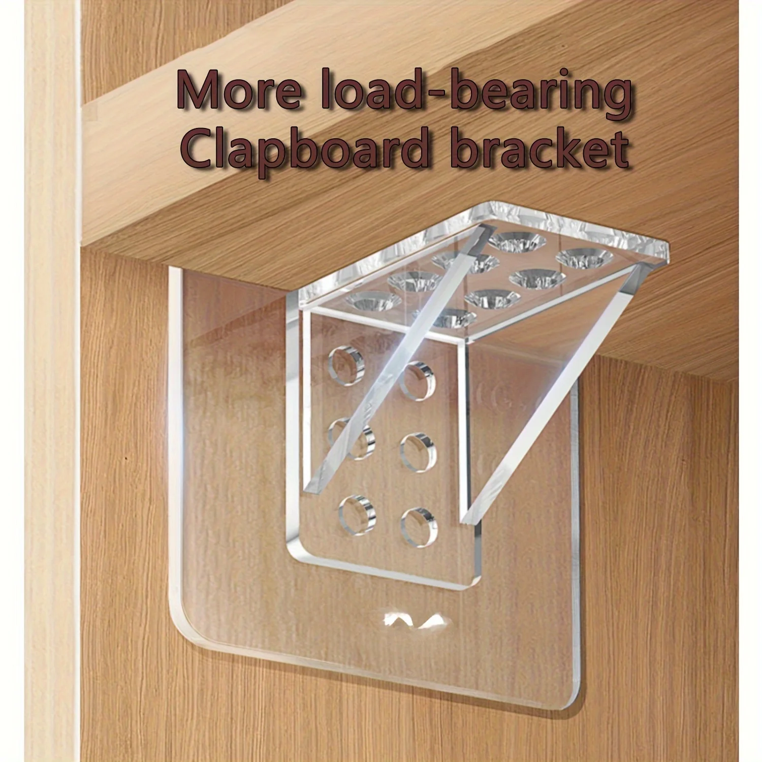 Punch Free Clear Acrylic Shelf Support Brackets, Adhesive Layer Board Holders for Wardrobe Cabinet