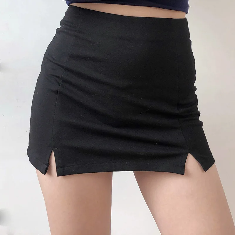 

Europe and the United States Retro Girl High Waist Solid Color Slim-fit Under The Spread Of The Hip Wrap Skirt A-line Skirt