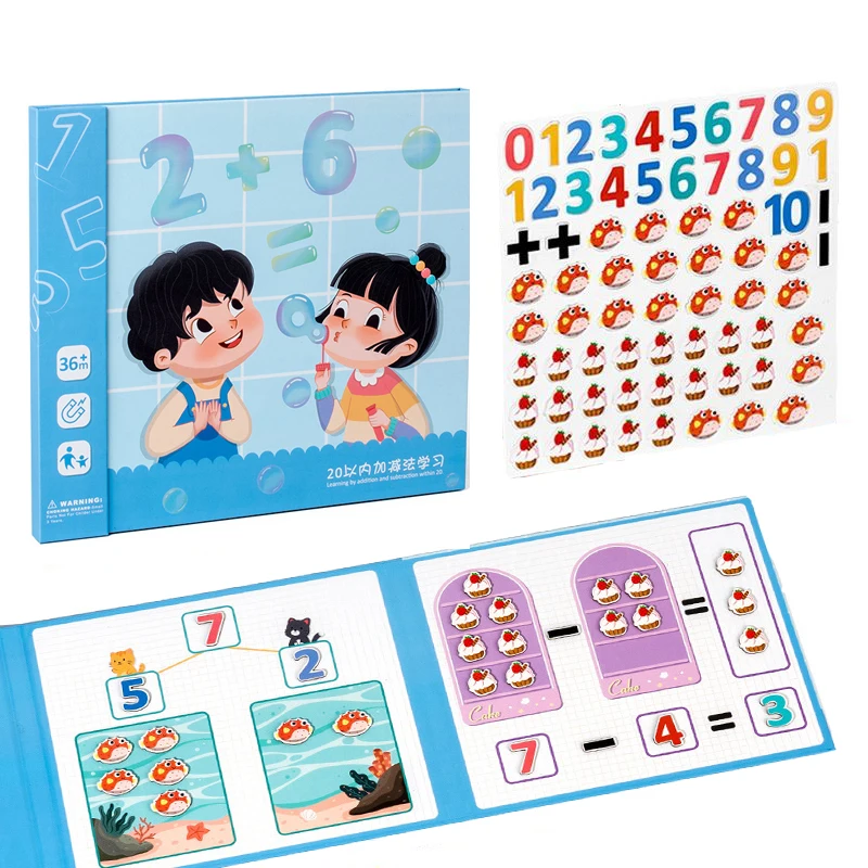 Montessori Speelgoed Magnetische Cartoon Boek Math Toevoeging Aftrekken Ontleding Leren Vroege Educatief Speelgoed Voor Kinderen Kids