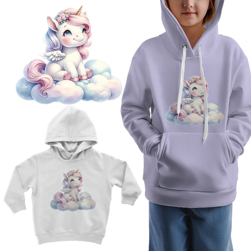 Cartoon Cute Unicorn Heat-sensitive Patches Application Stripes on Kids Clothes ironing Printing for Tops DIY Decals