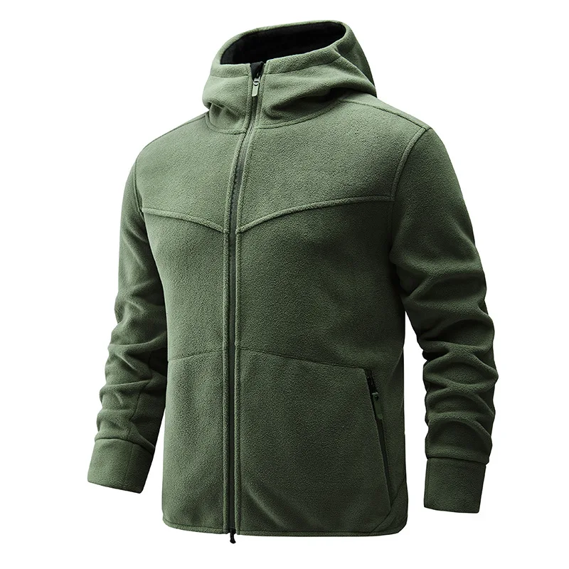 New Men\'s Fleece Coat Windproof Cold Resistant Fleece Sports Winter Hooded Warm Comfort Thick Coat Men High Quality Clothing