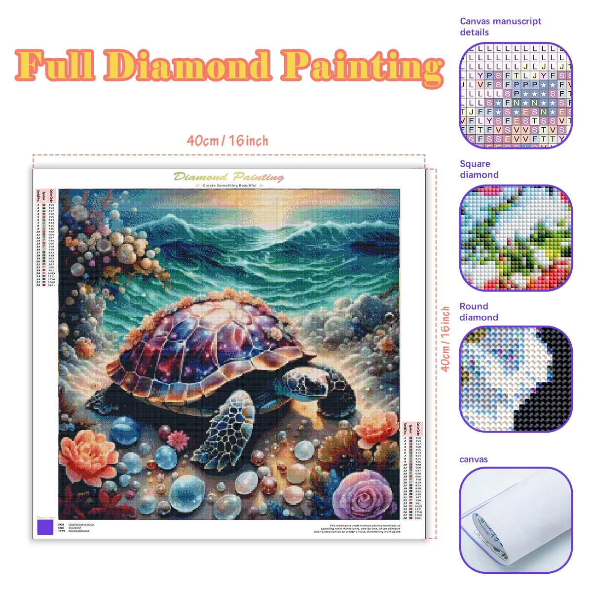 RUOPOTY Diamond Painting Sea Turtle Diamonds Painting Art Craft Animals Diamond Painting Complete Kit For Wall Decoration