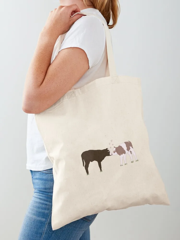 

two cows in love Tote Bag canvas tote bag bag for beach shopping trolley Custom