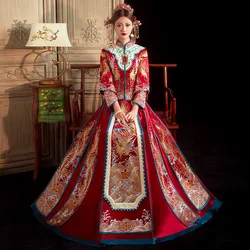 Embroidery Phoenix Bride Costume Toast Clothing Elegant Wedding Dress Vintage Traditional Chinese Women Marriage Set