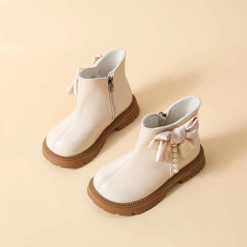 2026 Mädchen-Stiefeletten aus kombinierten Stoffen mit seitlichem Reißverschluss und Schnallendekor, rutschfester, dicker Sohle, kurze Stiefel für den täglichen Gebrauch im Herbst – Detail 15