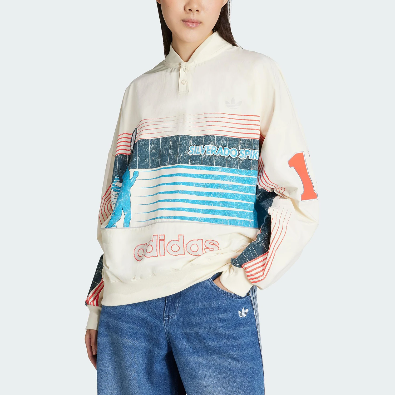 Adidas genuine clover women's sports loose fitting pullover sweatshirt JW0148