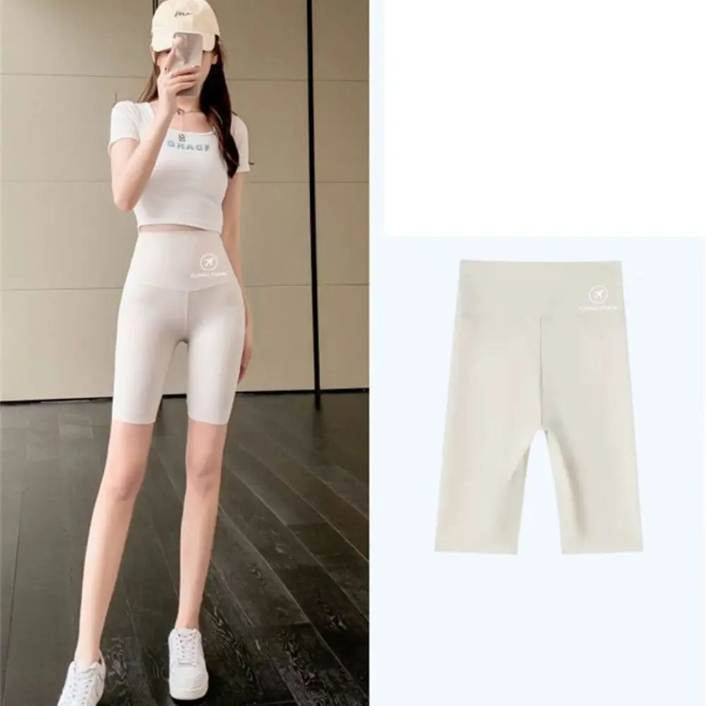 Fashion Polyester Fibre Thin Five-cent Yoga Pants Elastic Slim Fit High Waist Yoga Pants High Waist Sports Short Leggings Women