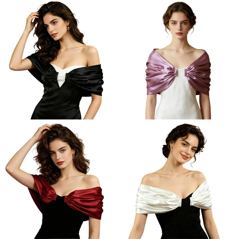 Off Shoulder Shawl Wrap with Smooth Drape Lightweight Shoulder Cover for Formal Dress Layering and Portrait Styling Y166