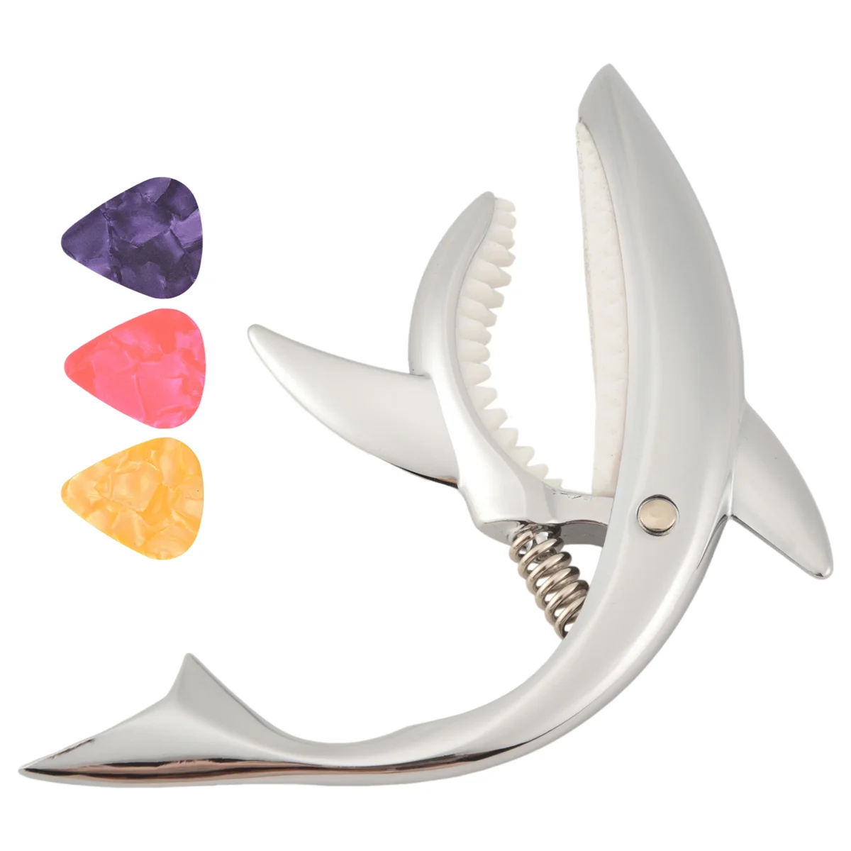 SLQZT جيتار كابو كابو من سبائك الزنك للقيثارات الكلاسيكية الكهربائية الصوتية وكابو القيثارة مع اختيار، فضي