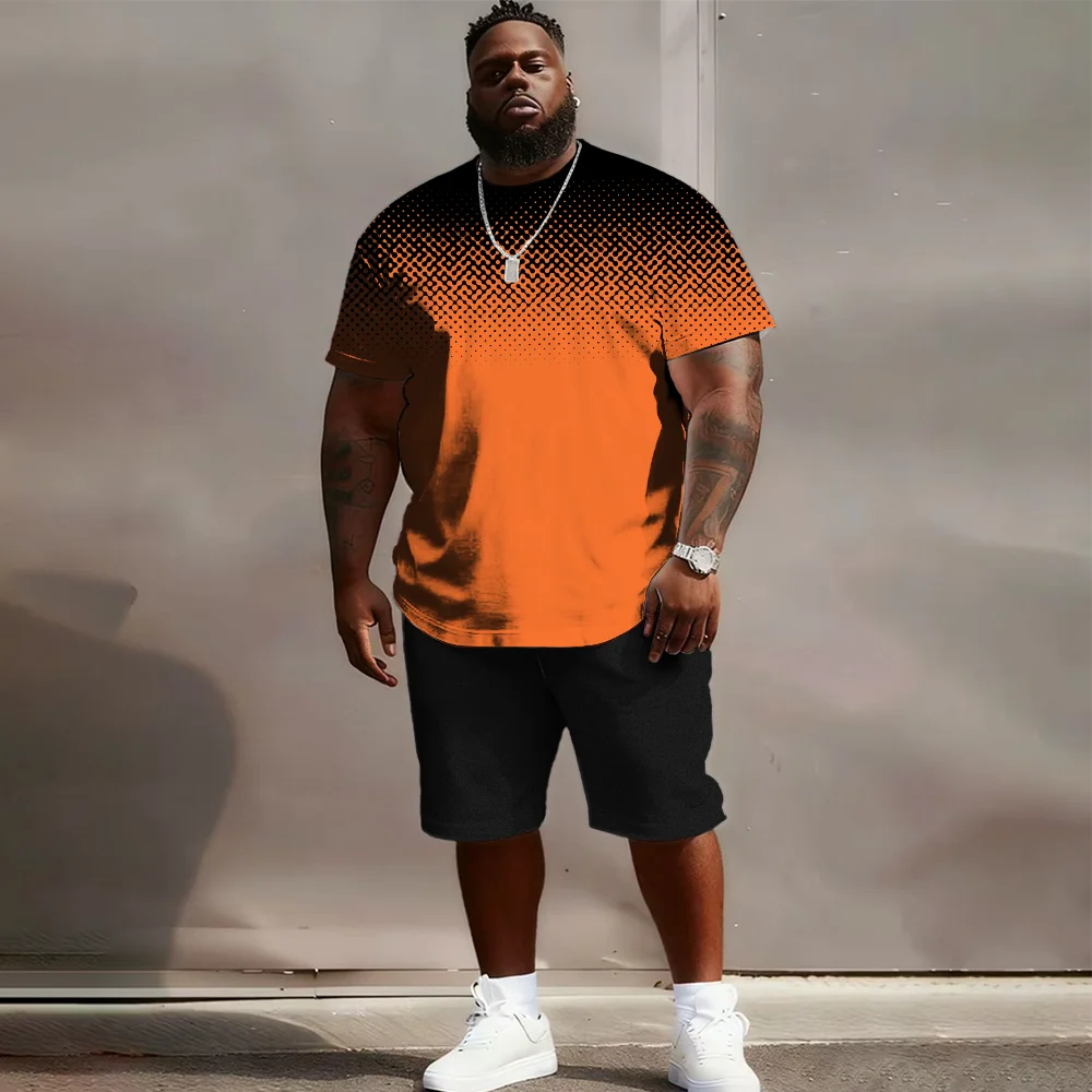 

S-9xl plus size Men's Short Sleeve Set: Textured Edge Vibe - 2-Piece Big & Tall Fit, Soft Fabric, Sleek Herringbone Texture